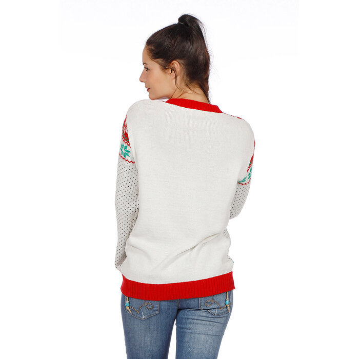 Kersttrui wit met rendieren