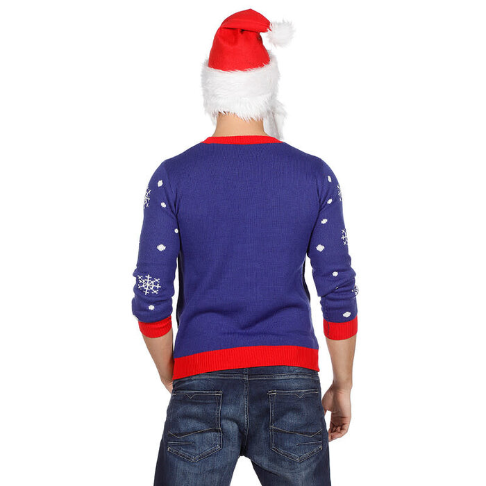 Kersttrui blauw Rocking Santa