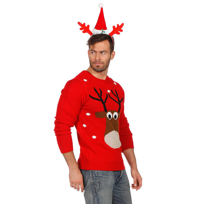 Kersttrui rood rendier