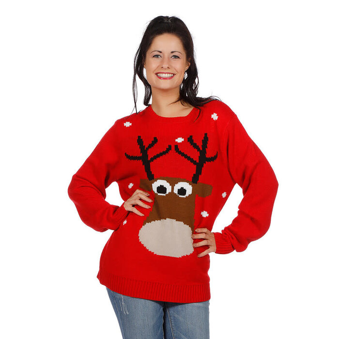 Kersttrui rood rendier