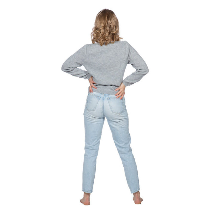 Kersttrui grijs snowman met parels