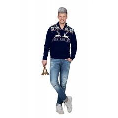 Kersttrui navy met rits reindeer