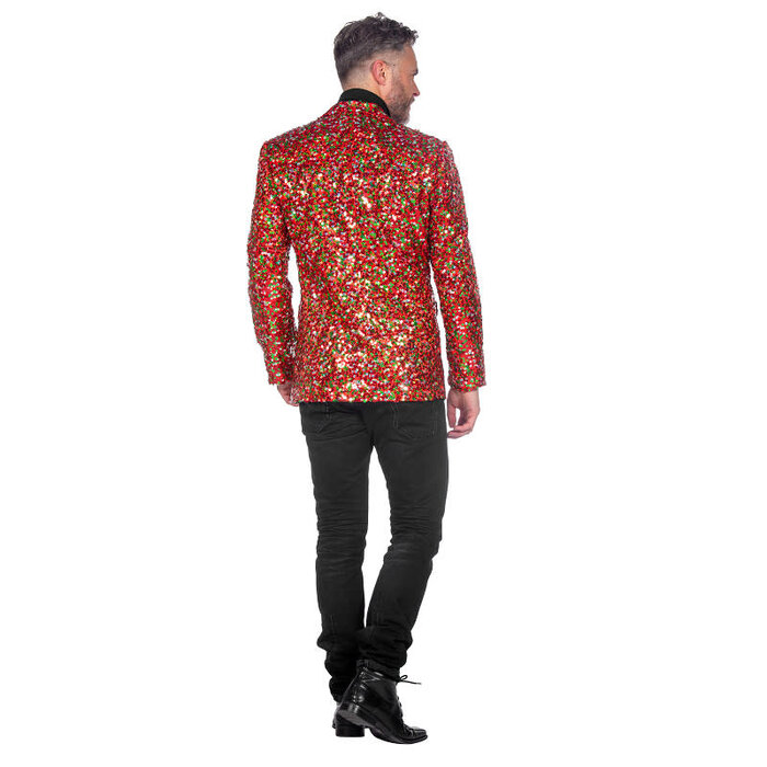 Pailletten kerst blazer rood/groen