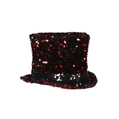 Collection Luxe hoge hoed met pailletten rood Cabaret