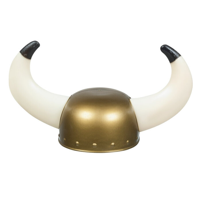 Feestshop.be Viking helm goud met witte hoorns