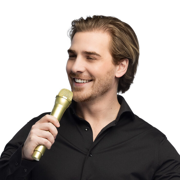 Microfoon speelgoed goud 23,5cm