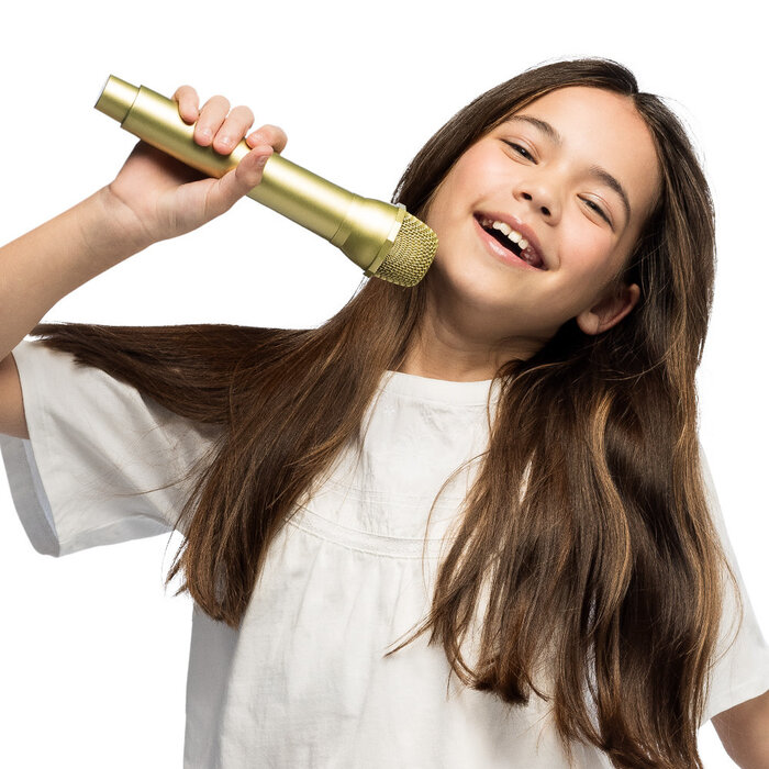 Microfoon speelgoed goud 23,5cm