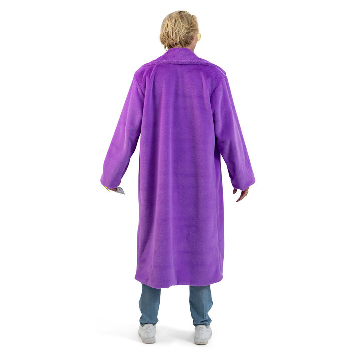 Lange jas fluffy plush paars pimp pooier