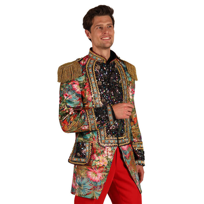 Carnavalsjas heren Carnevale Fiësta bloemen rood