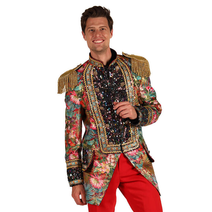 Carnavalsjas heren Carnevale Fiësta bloemen rood