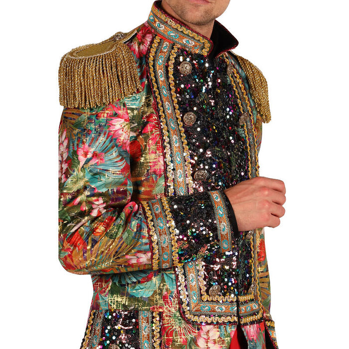 Carnavalsjas heren Carnevale Fiësta bloemen rood