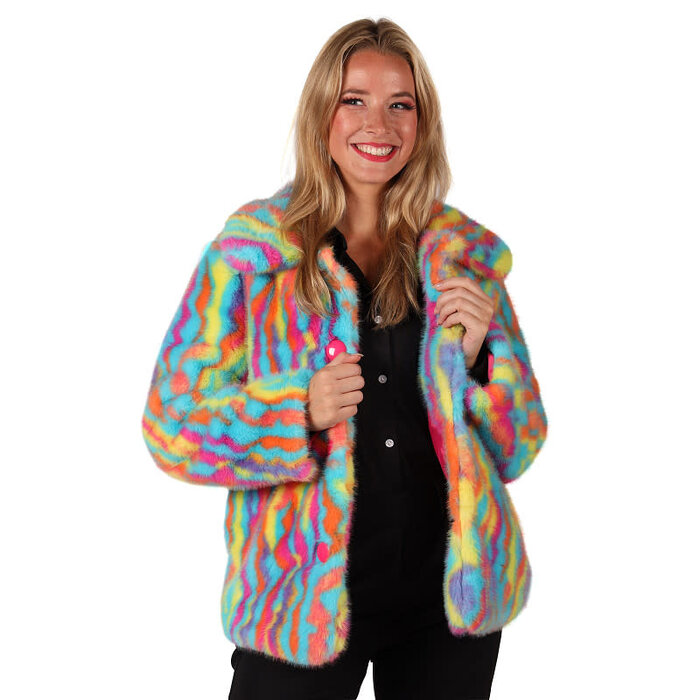 Bontjas multicolor unicorn dames