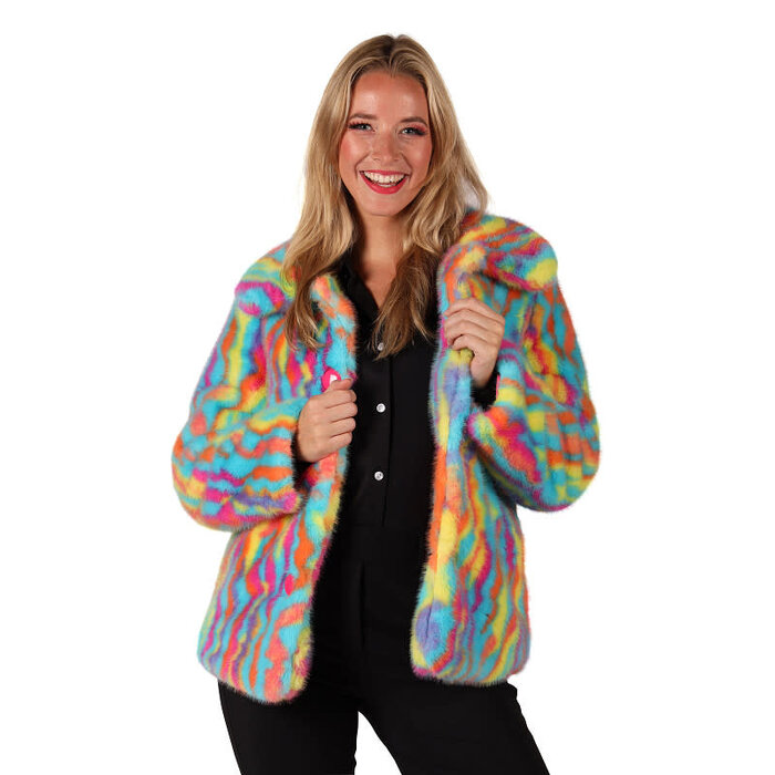 Bontjas multicolor unicorn dames