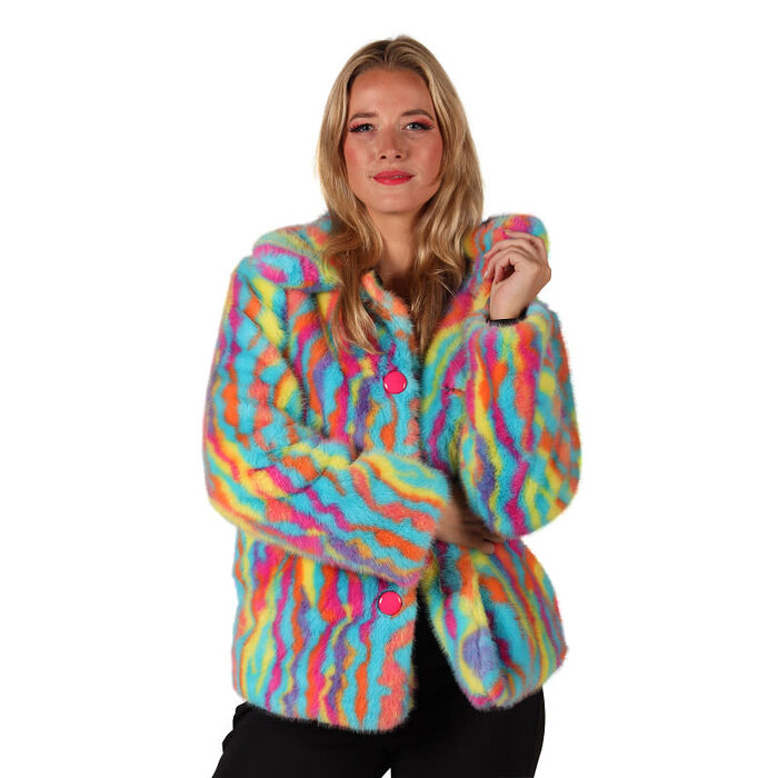 Bontjas multicolor unicorn dames