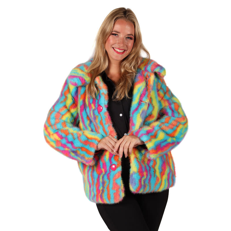 Bontjas multicolor unicorn dames