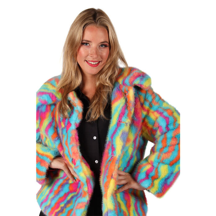 Bontjas multicolor unicorn dames