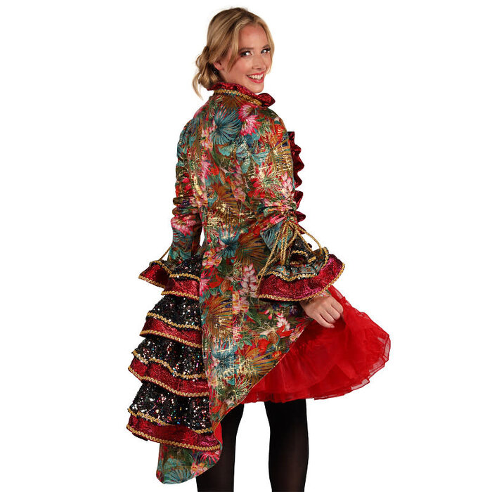 Carnavalsjas dames Carnevale Fiësta bloemen rood