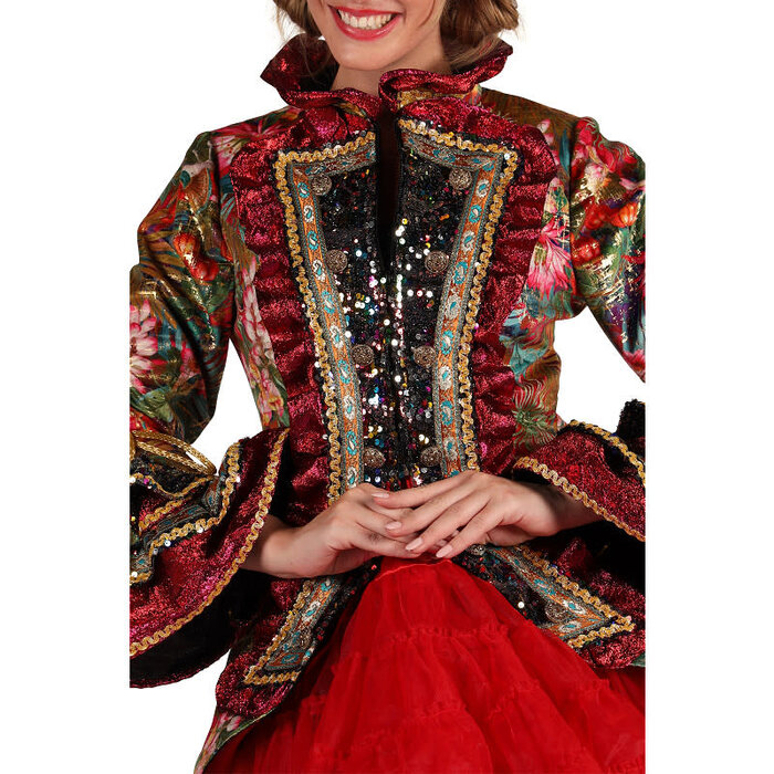 Carnavalsjas dames Carnevale Fiësta bloemen rood