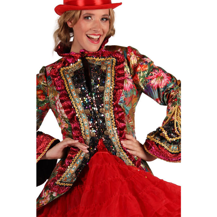 Carnavalsjas dames Carnevale Fiësta bloemen rood