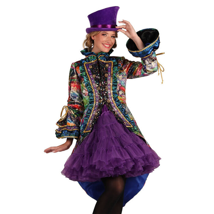 Carnavalsjas dames Carnevale Fiësta bloemen paars