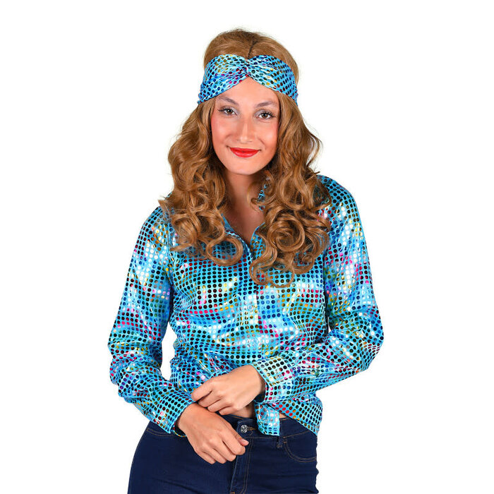 Disco hemd shirt dames blauw