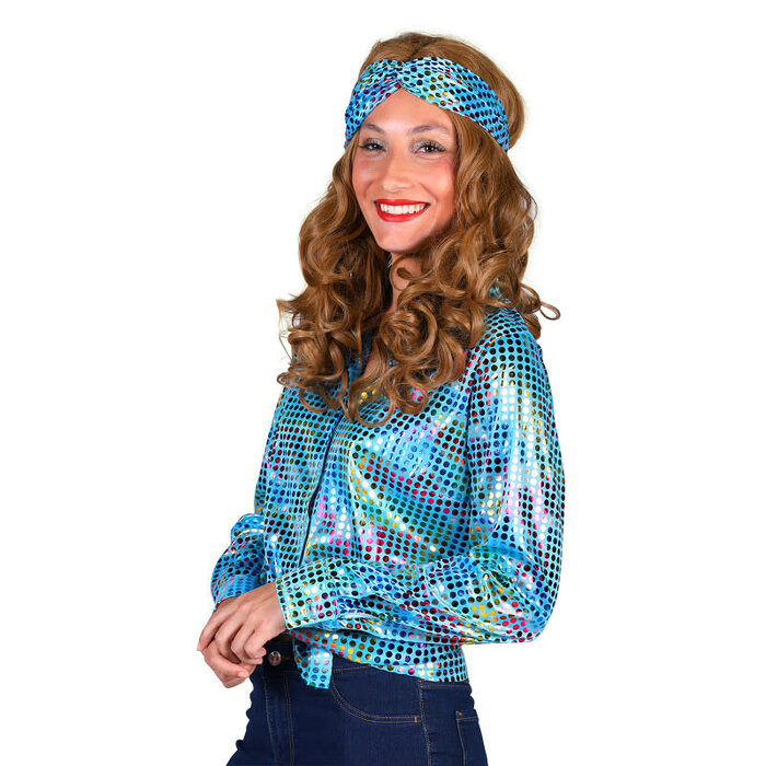 Disco hemd shirt dames blauw