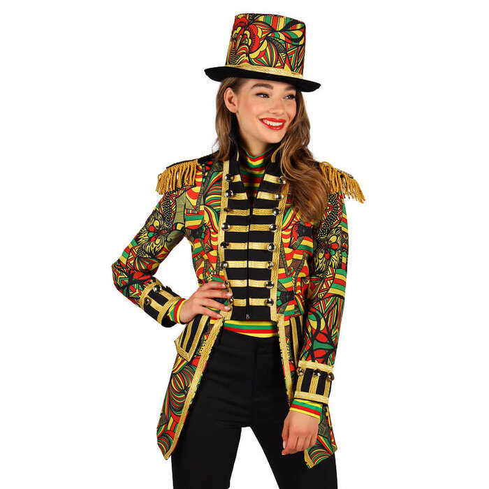 Carnavalsjas dames African look rood geel groen