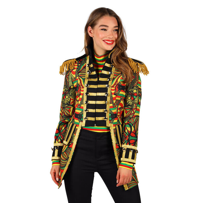Carnavalsjas dames African look rood geel groen