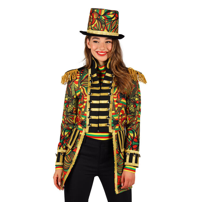 Carnavalsjas dames African look rood geel groen