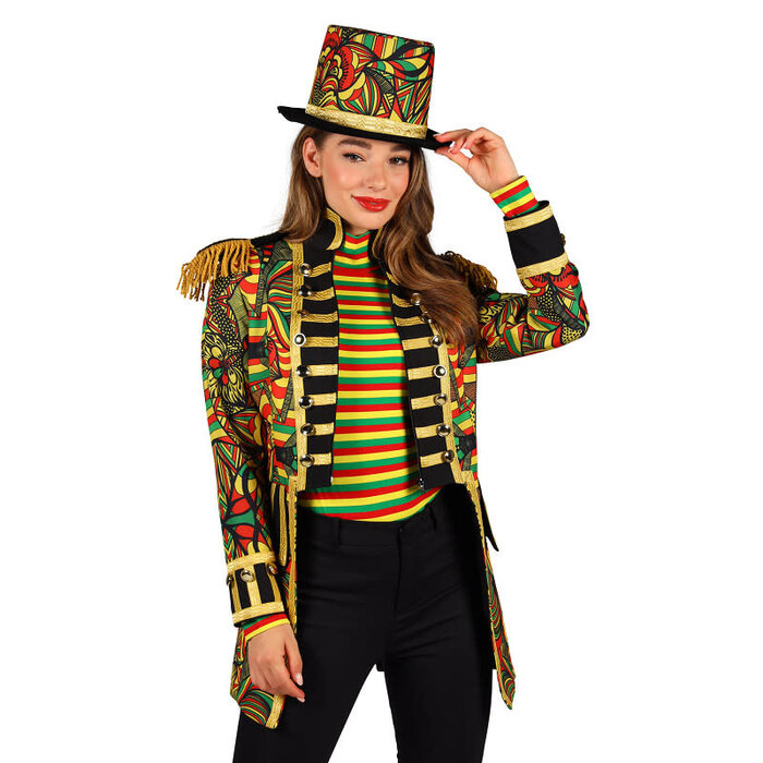 Carnavalsjas dames African look rood geel groen