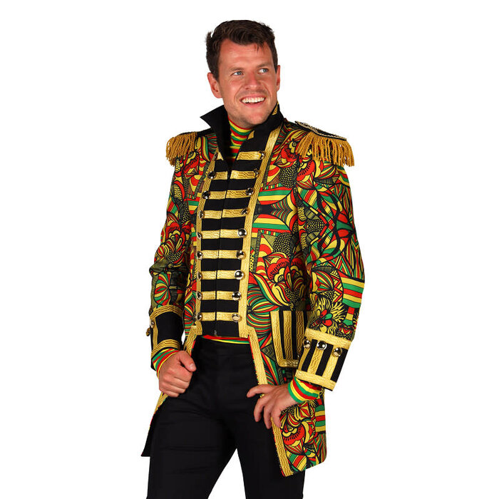 Carnavalsjas heren African look rood geel groen