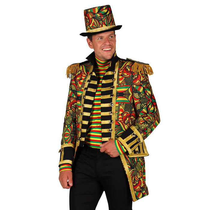Carnavalsjas heren African look rood geel groen