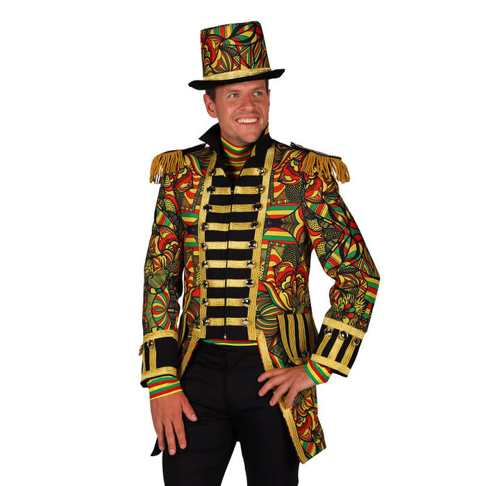 Carnavalsjas heren African look rood geel groen