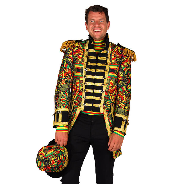 Carnavalsjas heren African look rood geel groen