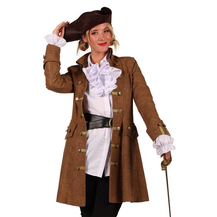 Piraten jas dames Anne Bonny bruin