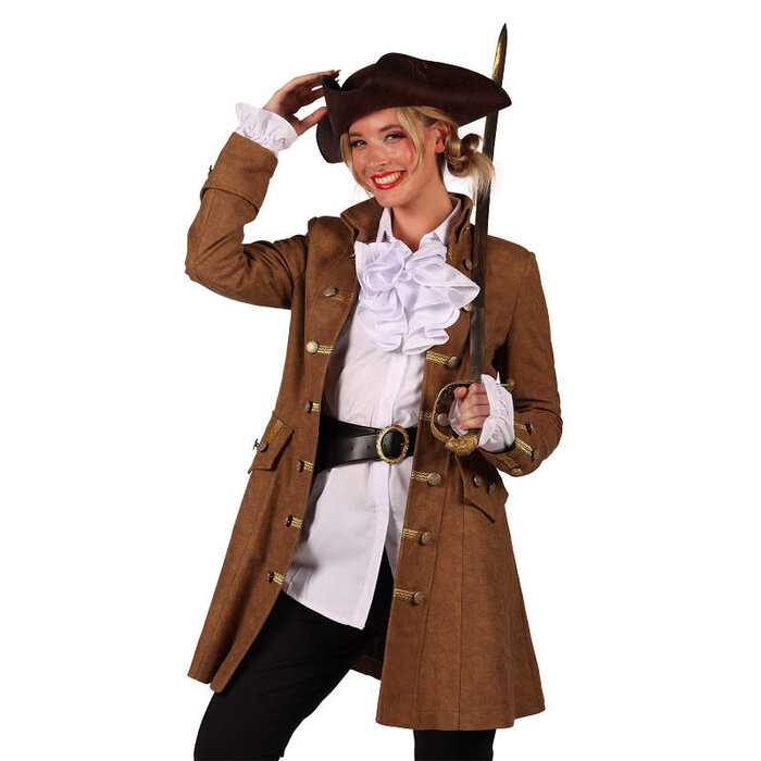 Piraten jas dames Anne Bonny bruin