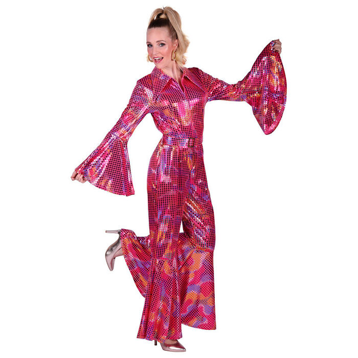 Catsuit Disco dames roze