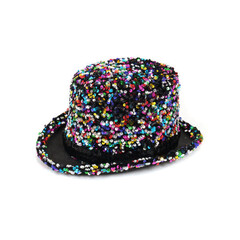 Hoge hoed paillet multi
