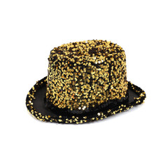 Hoge hoed paillet goud