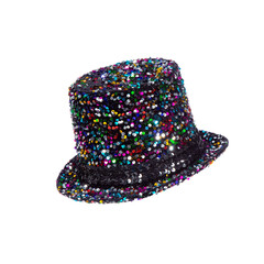 Feestshop.be Hoge hoed pailletten multi colour luxe