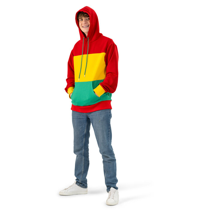 Hoodie rood geel groen