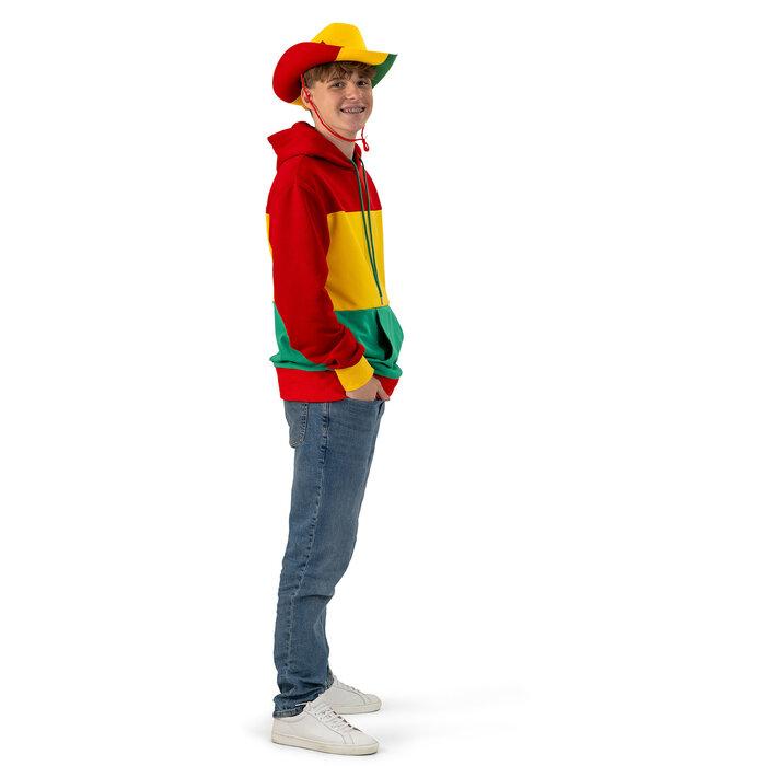 Hoodie rood geel groen