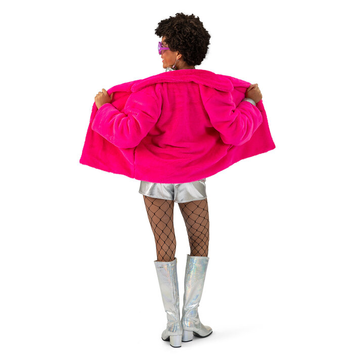 Roze pluche fluffy bontjas