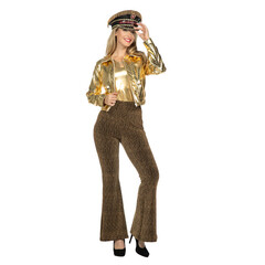 Disco party glitter broek flared goud