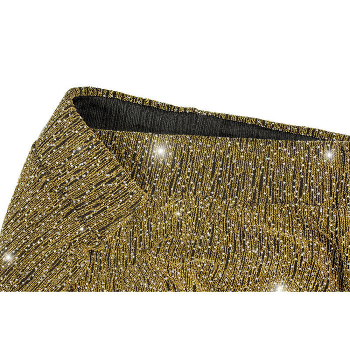 Disco party glitter broek flared goud