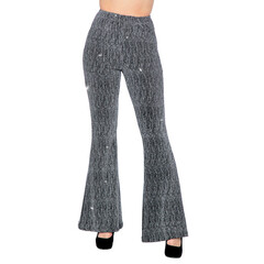 Disco party glitter broek flared zilver