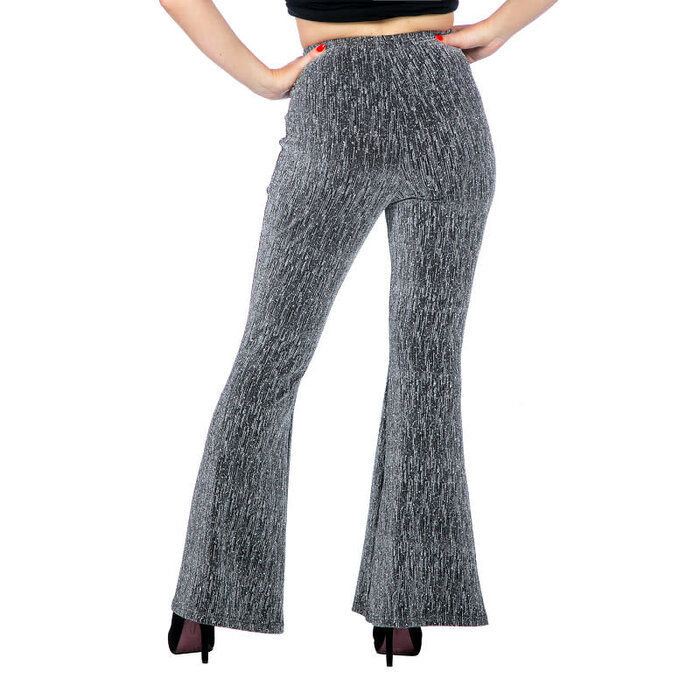 Disco party glitter broek flared zilver