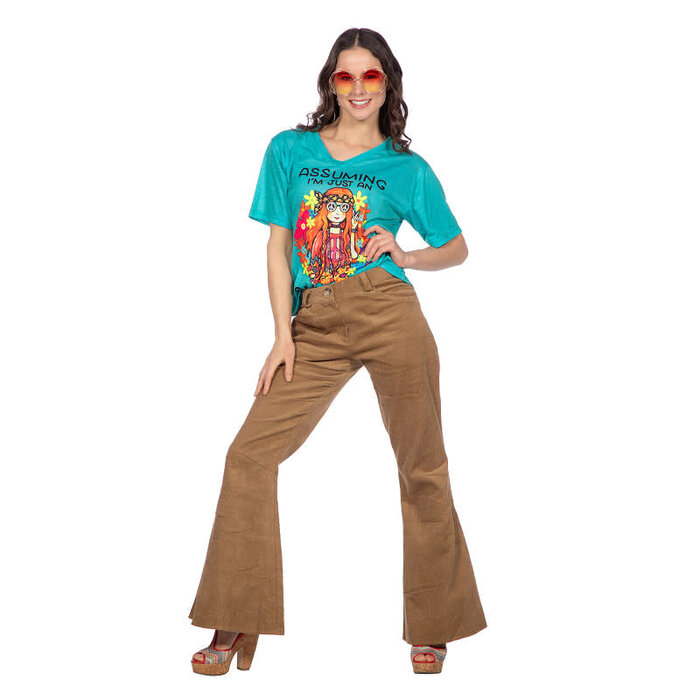 Hippie flower power shirt blauw