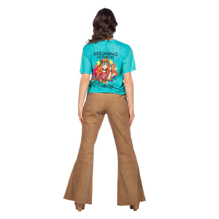 Hippie flower power shirt blauw