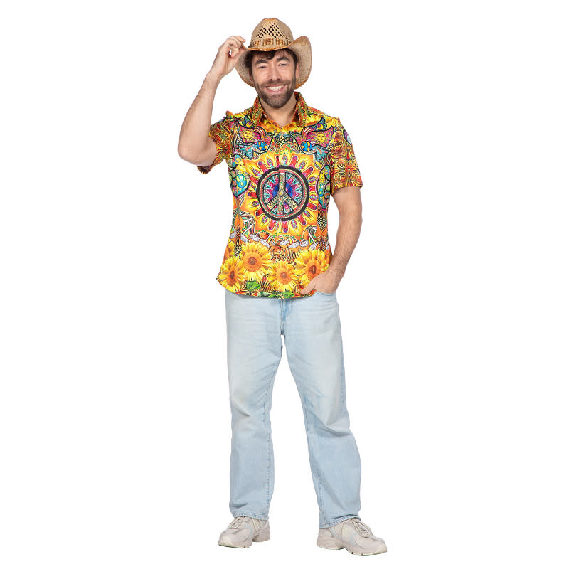 Hippie hemd flower power zonnebloem